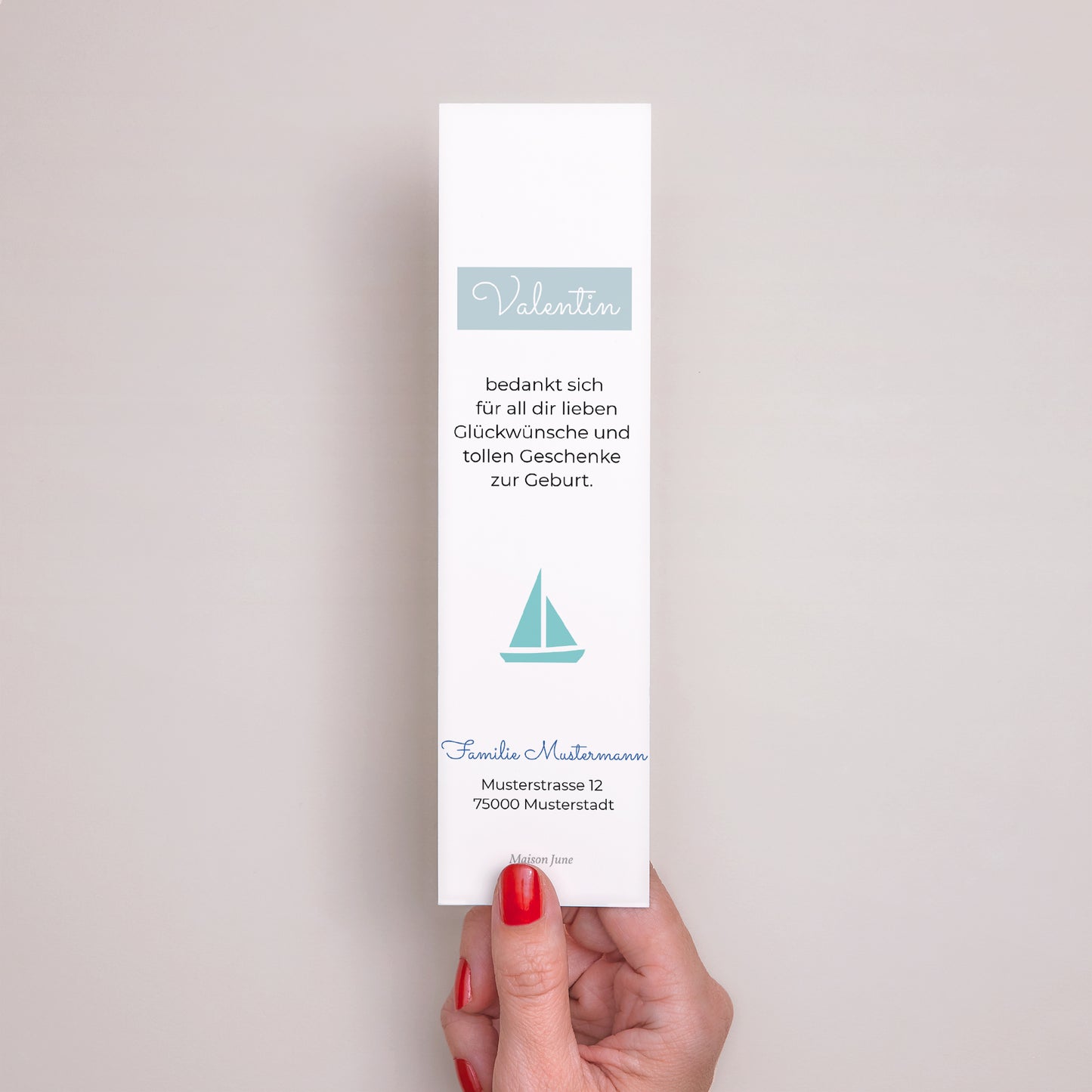 Dankeskarte Geburt Lesezeichen Kleine Boote foto N° 3