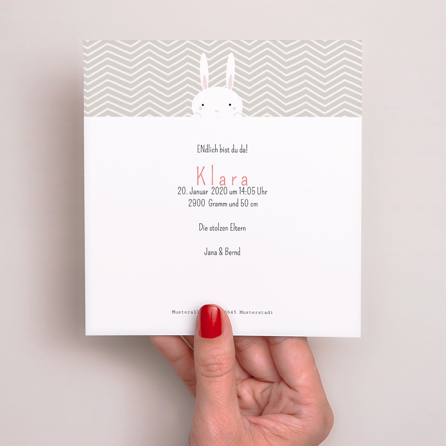 Geburtskarte Quadrat Kaninchen foto N° 3