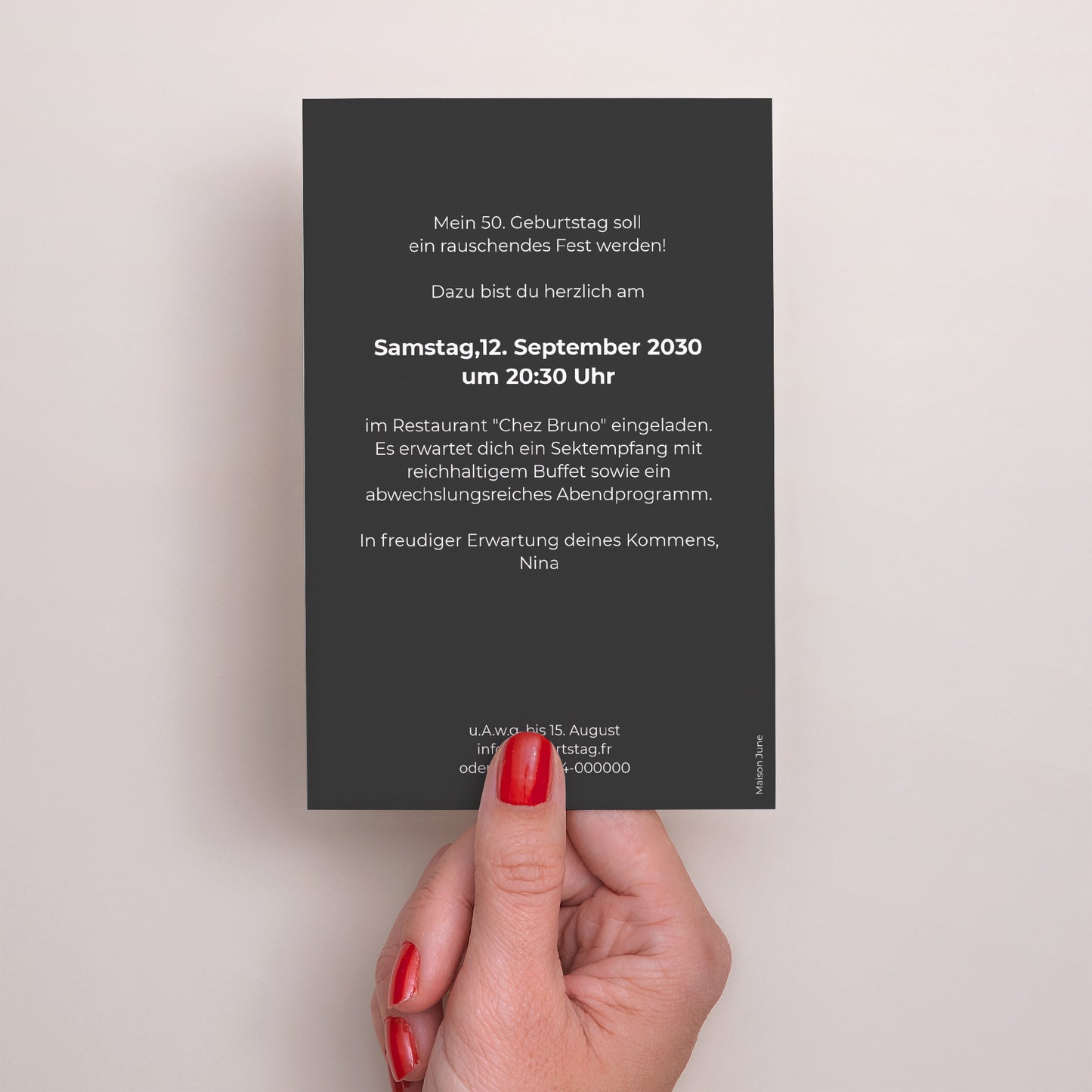 Einladungskarte Geburtstag PortraitPorträt 50 Vergoldet foto N° 3