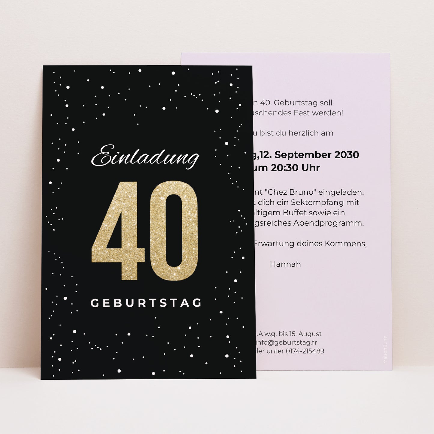 Beilegekarte Geburtstag Erwachsener PortraitPorträt 40 vergoldet foto N° 1