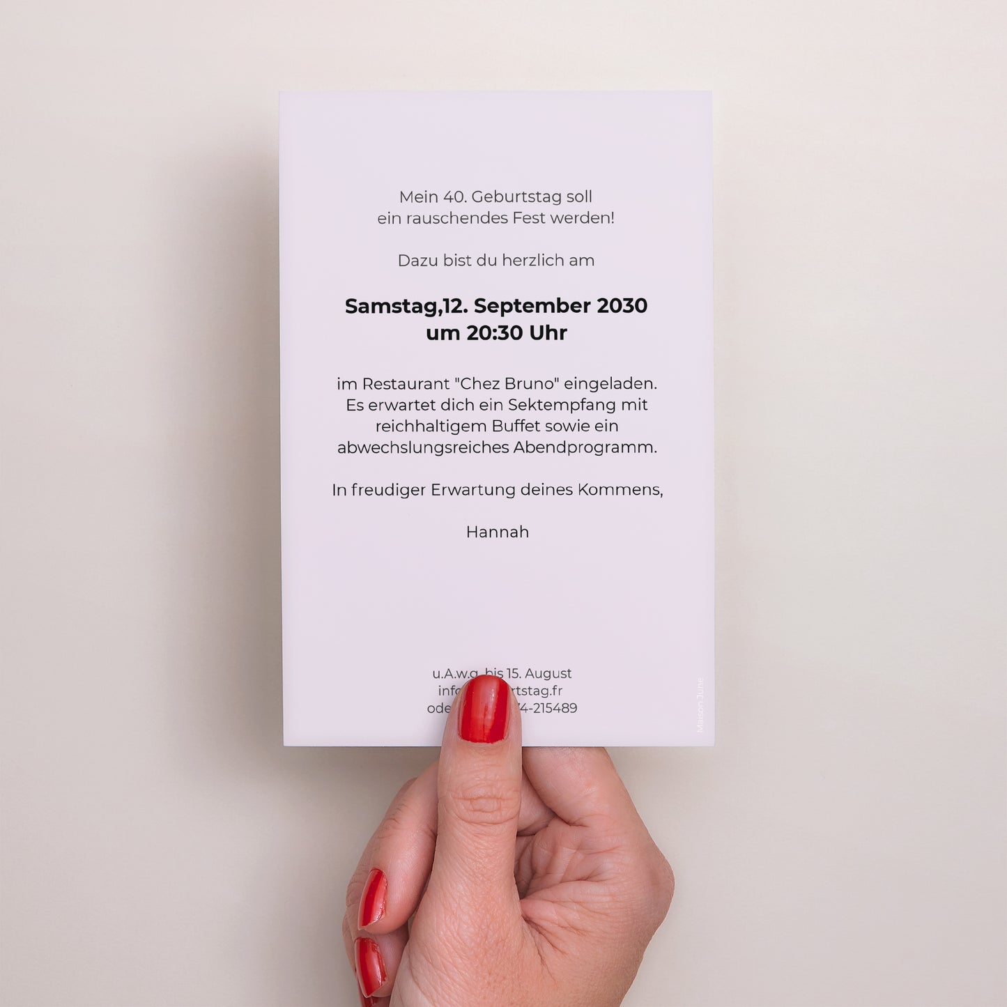 Einladungskarte Geburtstag PortraitPorträt 40 vergoldet foto N° 3