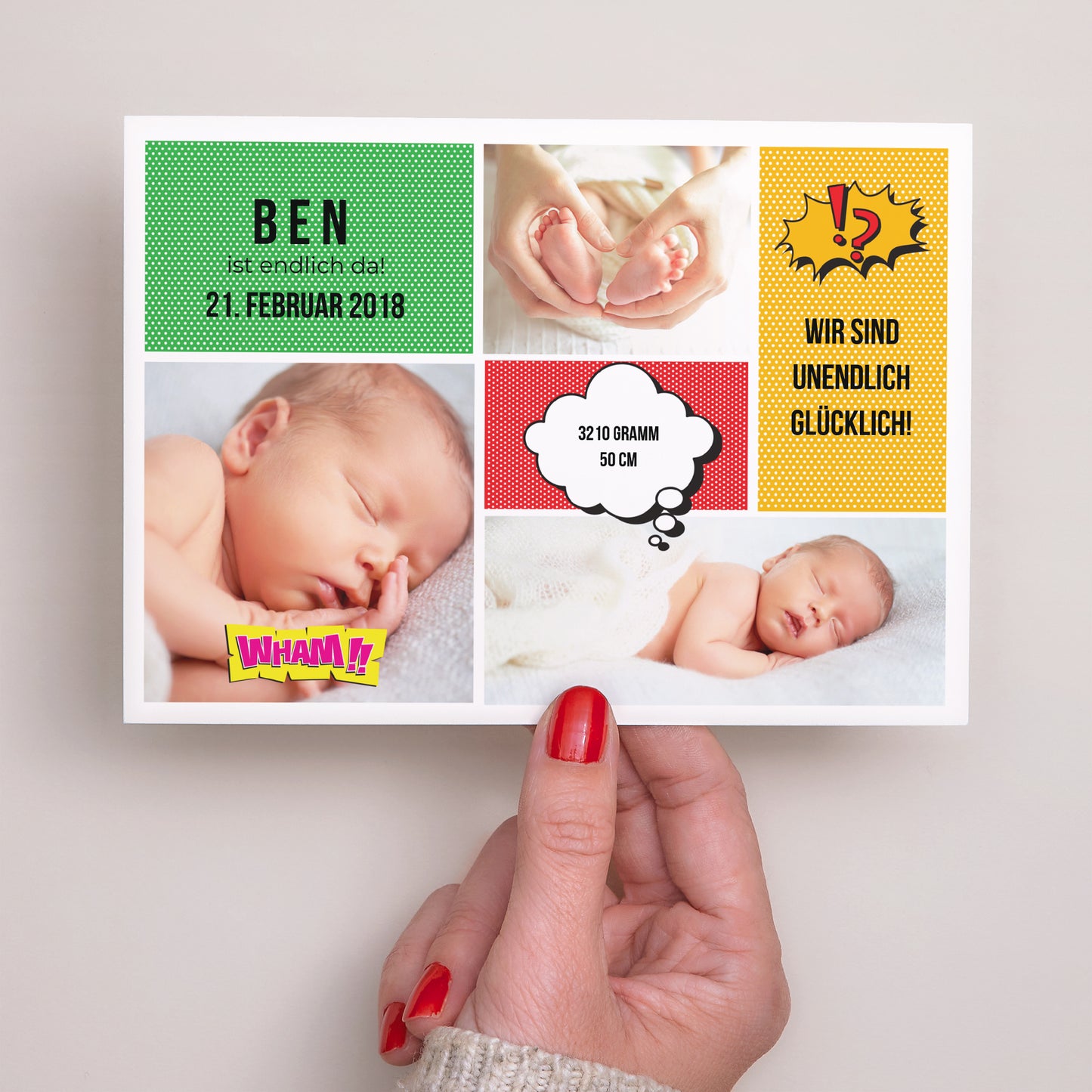 Geburtskarte Landschaft Comic des Glücks foto N° 3