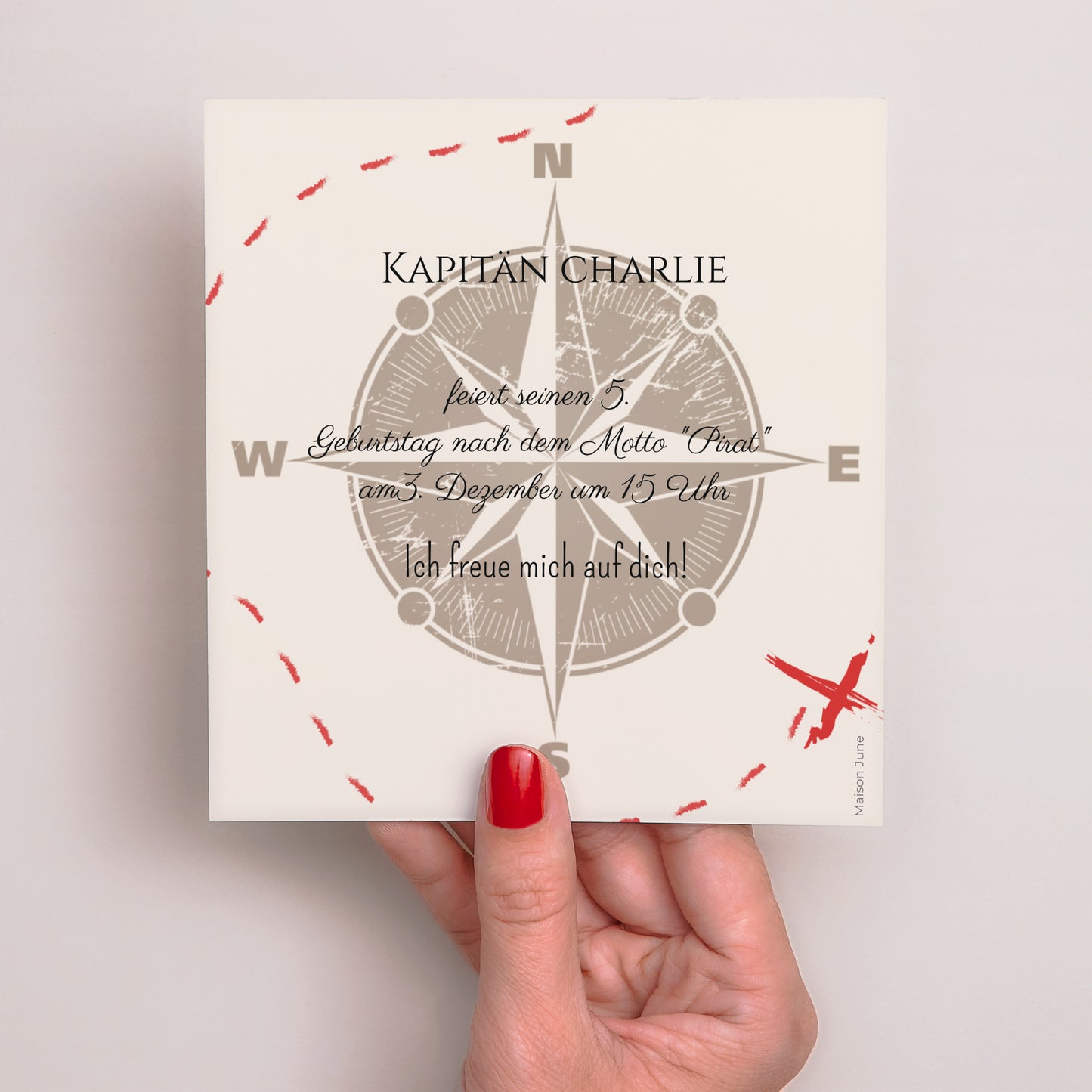 Einladungskarte Kindergeburtstag Quadrat Pirat foto N° 3