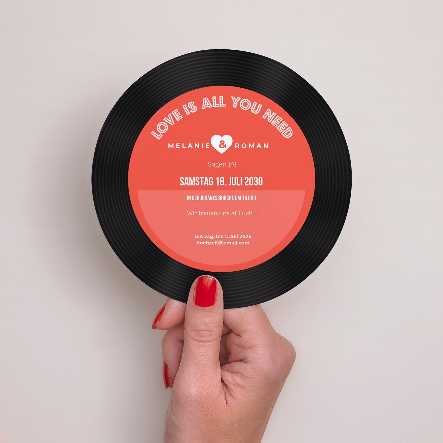 Hochzeitseinladung Rund Vinyl-Disc foto N° 2