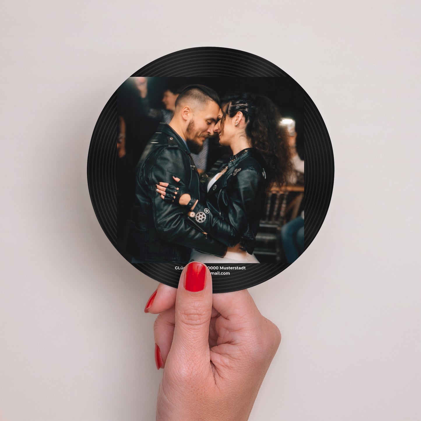 Hochzeitseinladung Rund Vinyl-Disc foto N° 3