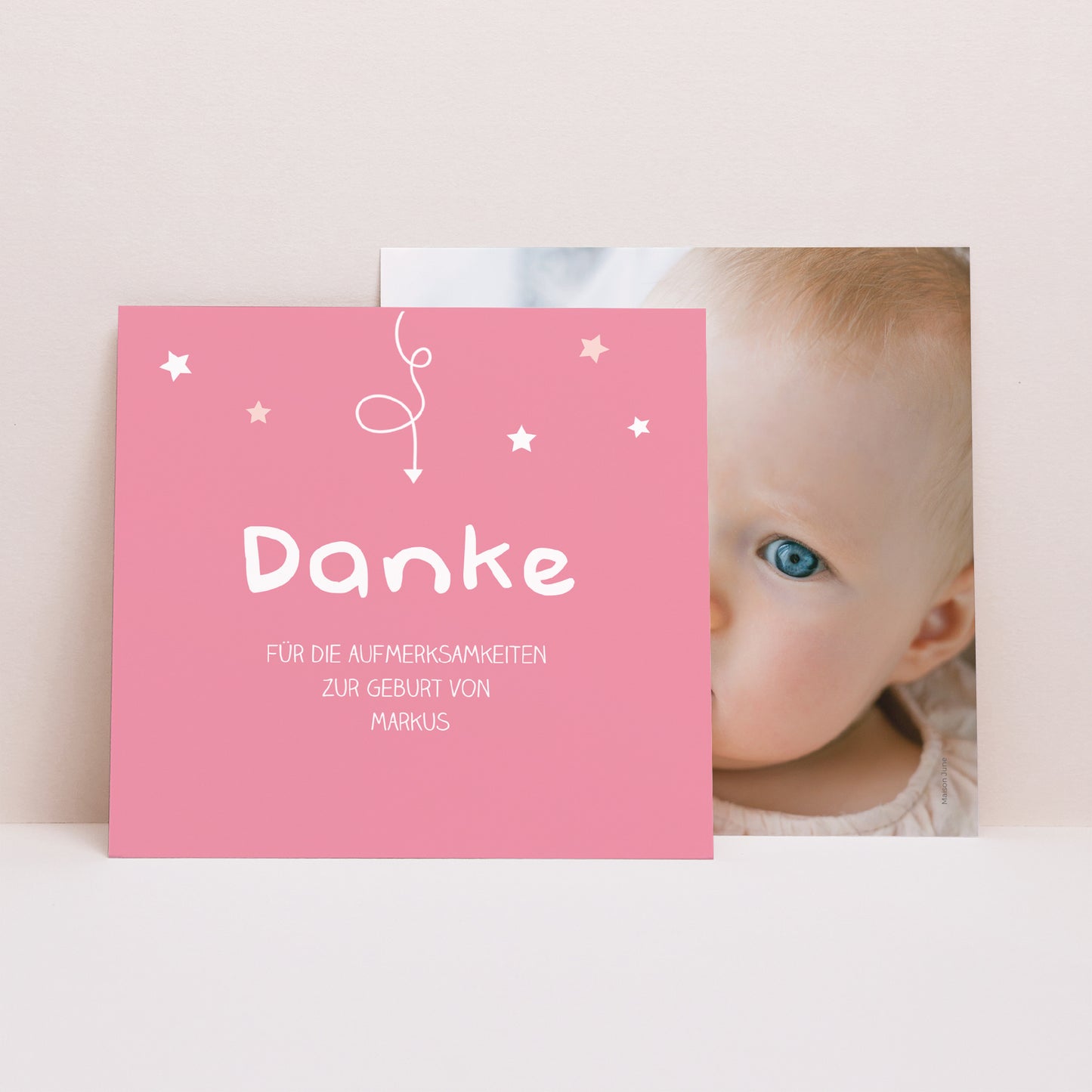 Dankeskarte Geburt Quadrat Rätsel foto N° 1