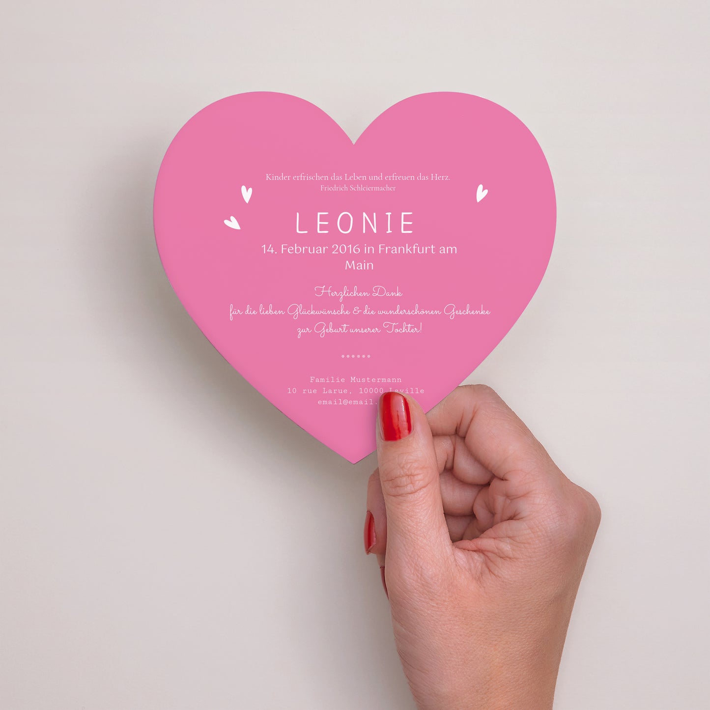 Geburtskarte Herz Kleines rosa Herz foto N° 3