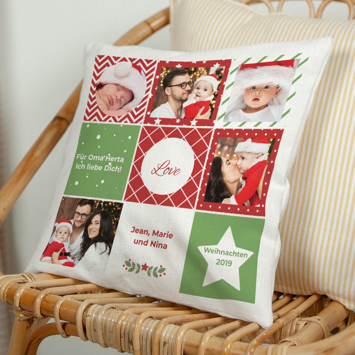 Kissen Objekte Natürliche Beige Damier de Noel foto N° 1