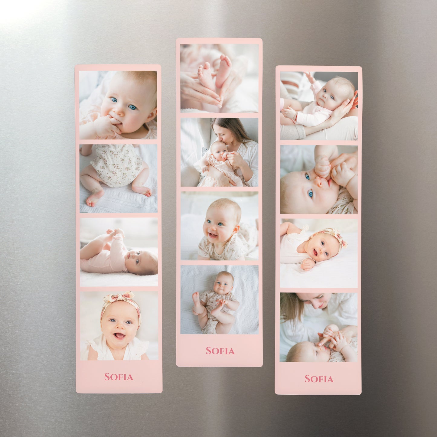 Fotoabzug Foto's Set aus 3, magnetisch Rosa Geburt foto N° 1