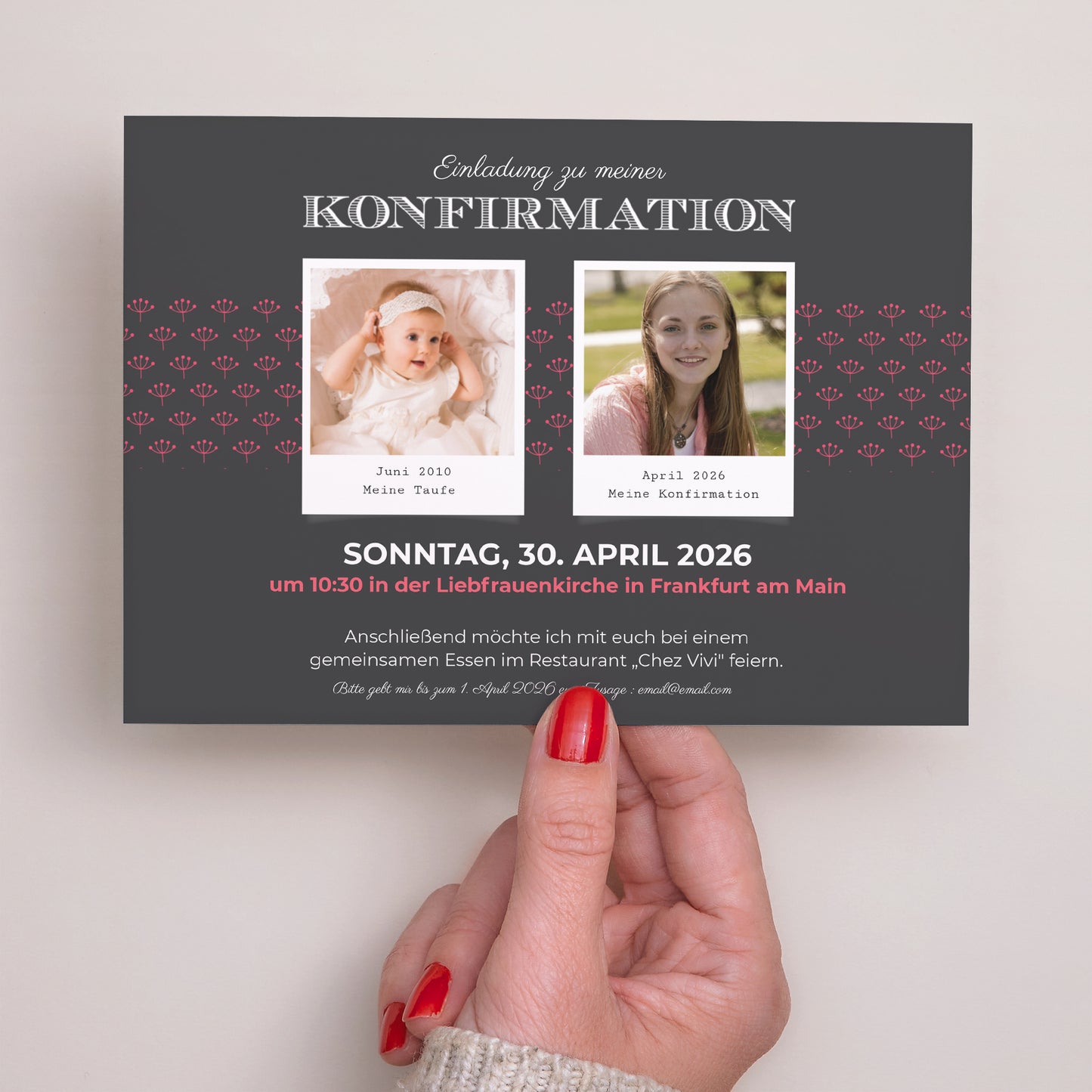 Einladungskarte Konfirmation Landschaft Bestätigung der Taufe foto N° 3