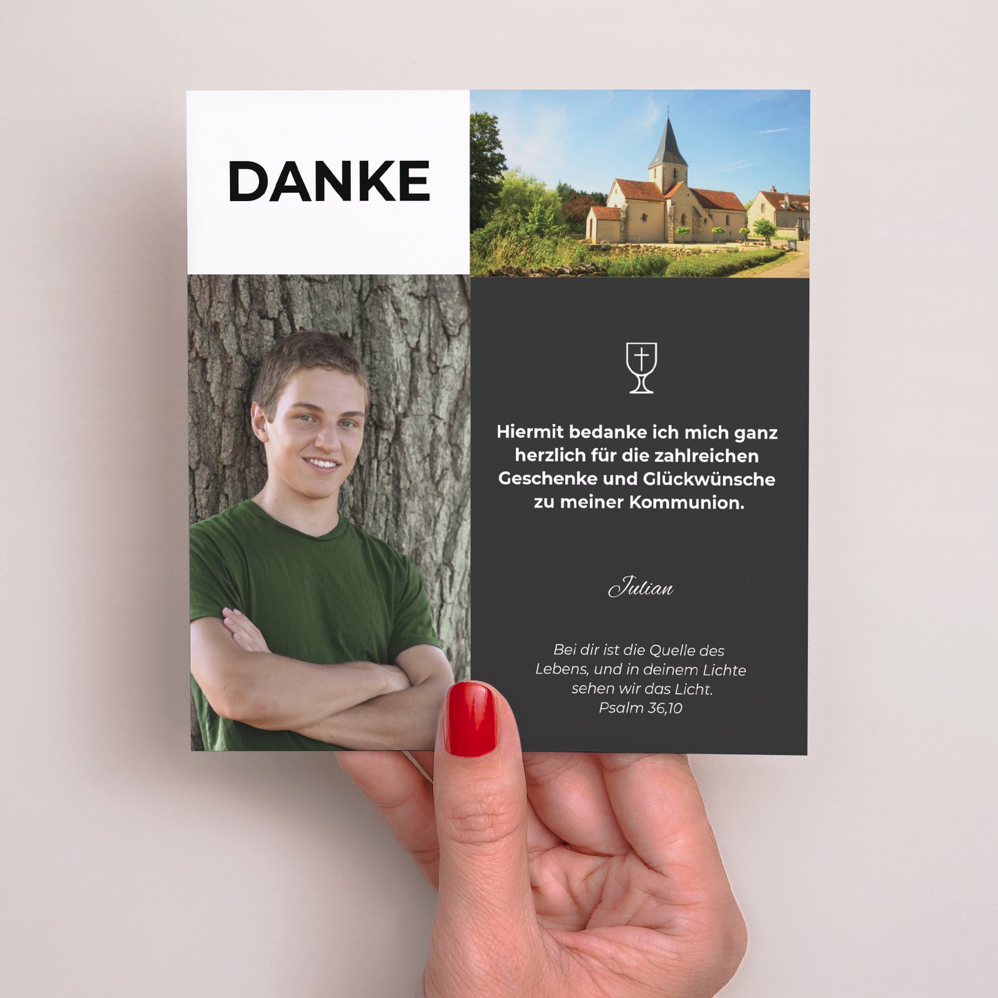 Dankeskarte Konfirmation Quadrat Sakrament, danke foto N° 2