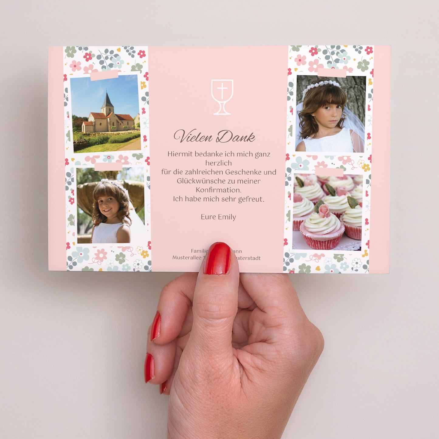 Dankeskarte Kommunion Landschaft Blumig, danke foto N° 3
