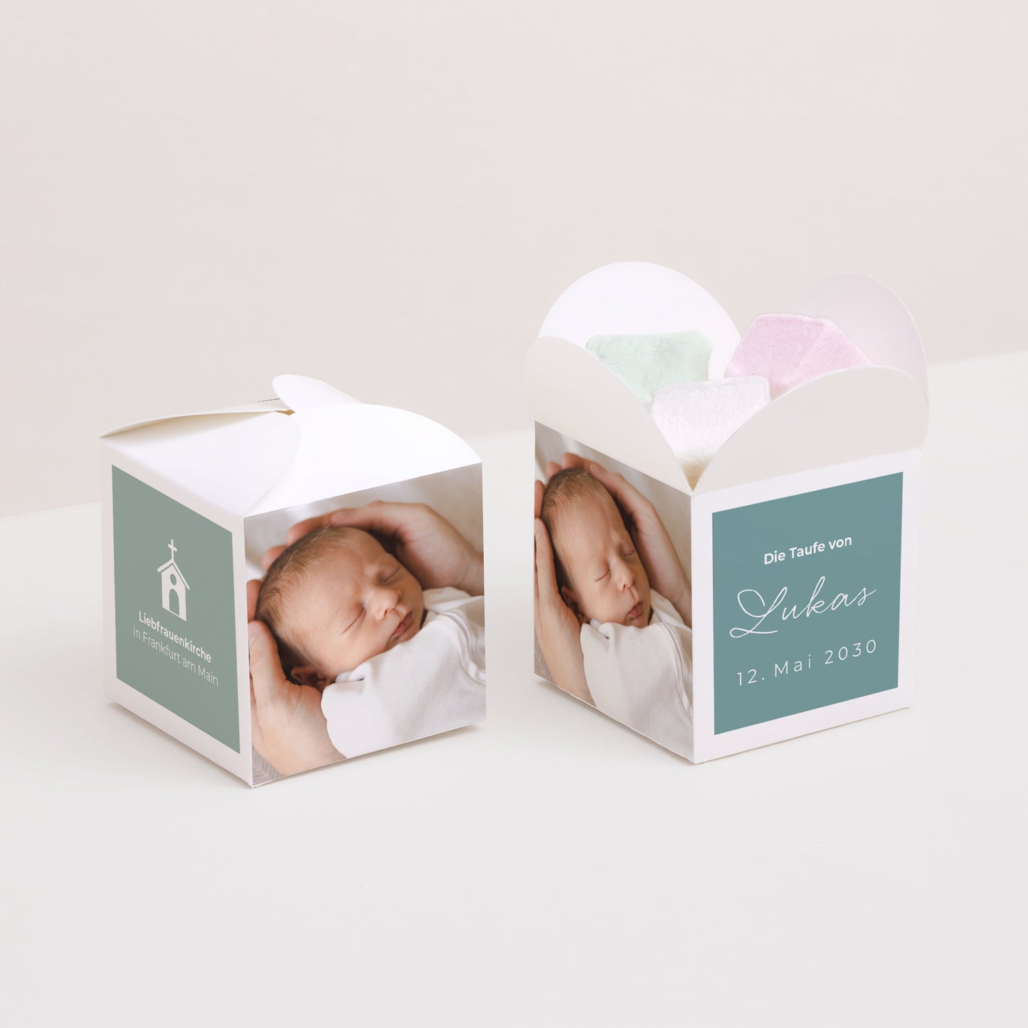 Geschenkbox Taufe Schmetterlingsöffnung Weiches Pastell foto N° 2