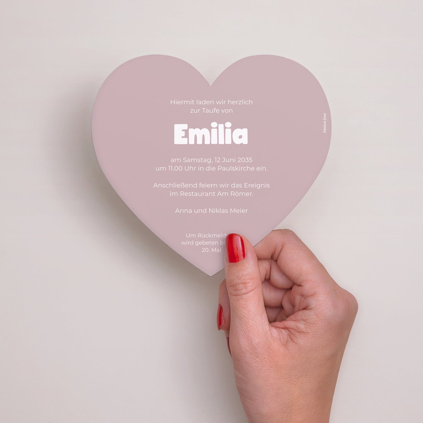 Taufeinladung Herz Gepudertes Herz foto N° 3