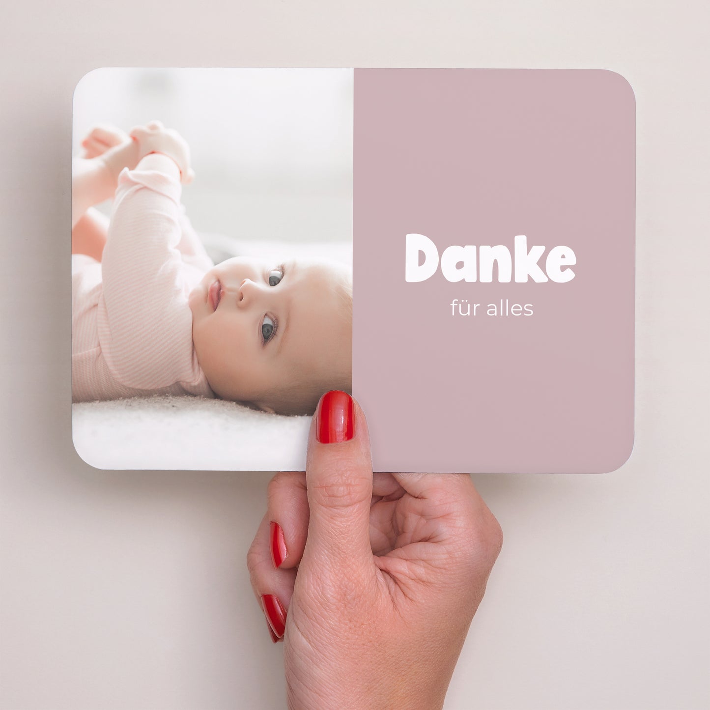 Dankeskarte Taufe Landschaft, abgerundete Ränder Gepudertes Herz foto N° 3