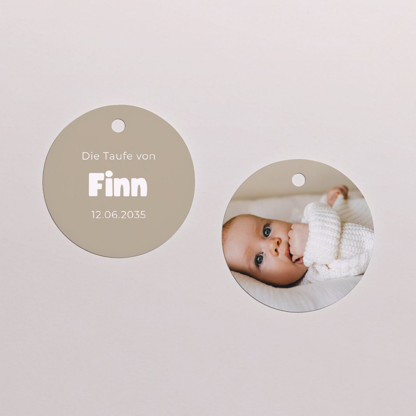 Geschenkbox Taufe Kugel mit runder Etikette Herz Pastell foto N° 3