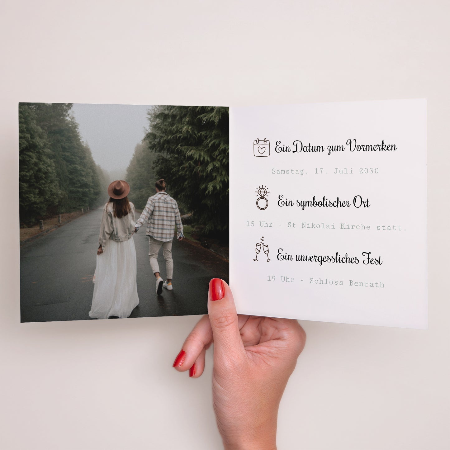 Hochzeitseinladung Doppelflügelfenster Nature Graphic foto N° 2