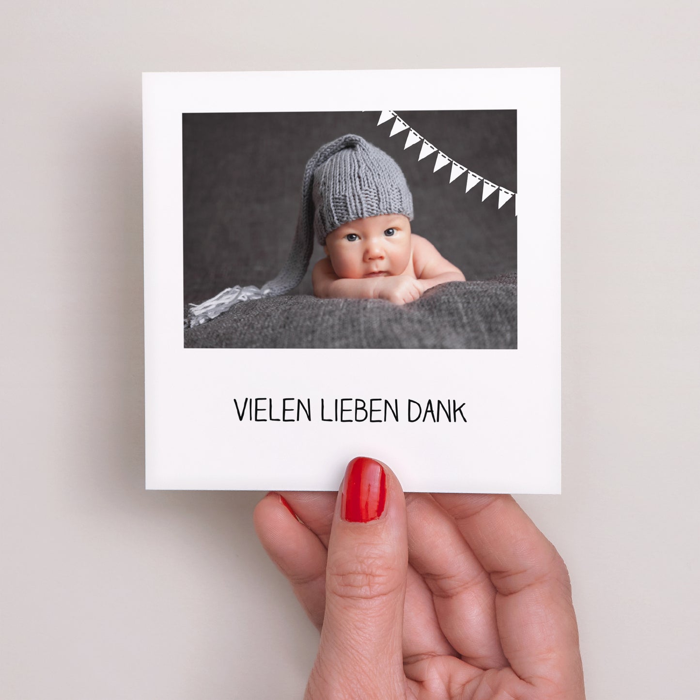 Dankeskarte Geburt Quadrat Storch foto N° 2