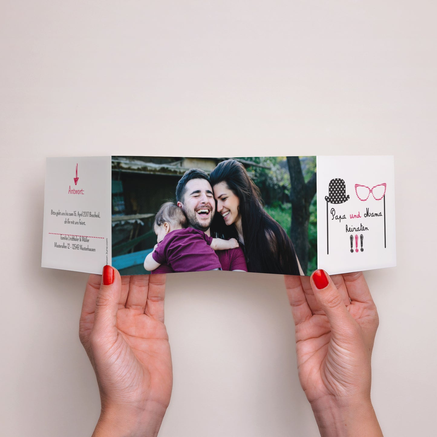 Hochzeitseinladung Akkordeon Taufe und Heirat foto N° 3