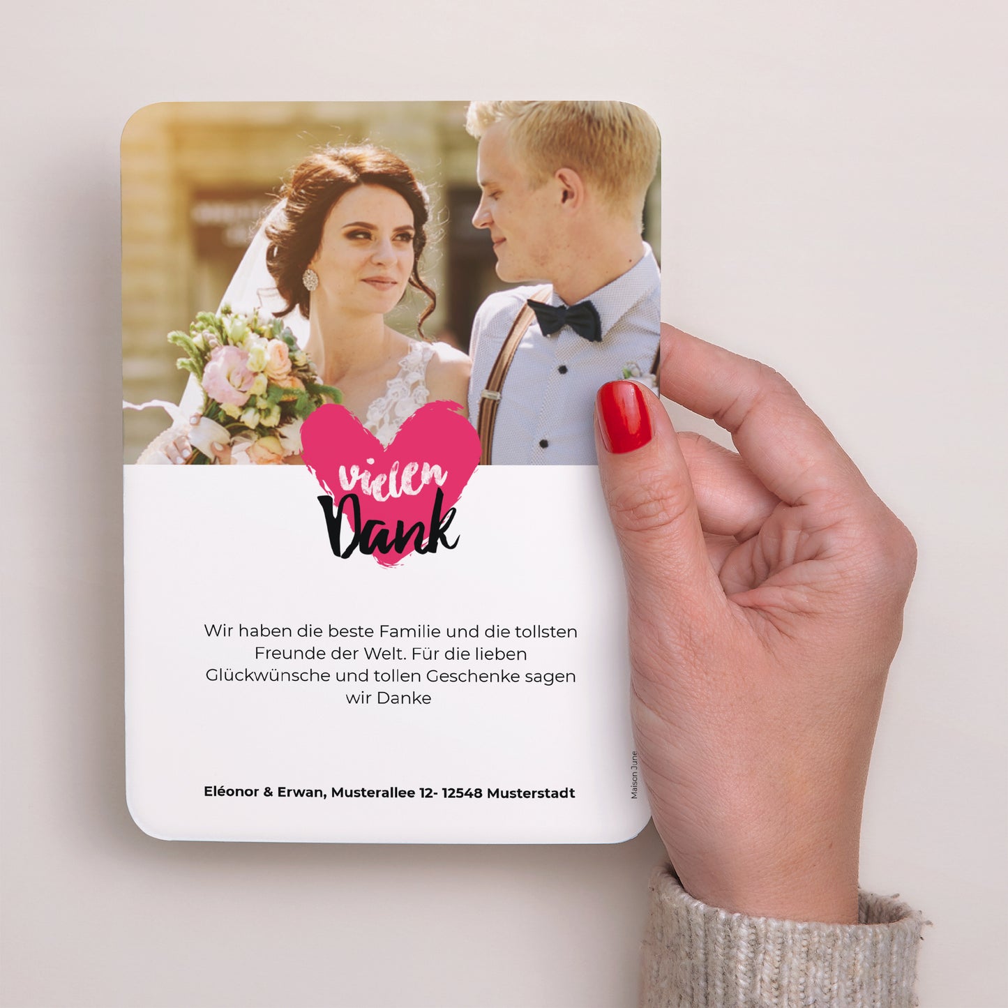 Dankeskarte Hochzeit Porträt, abgerundete Kanten Love story foto N° 3