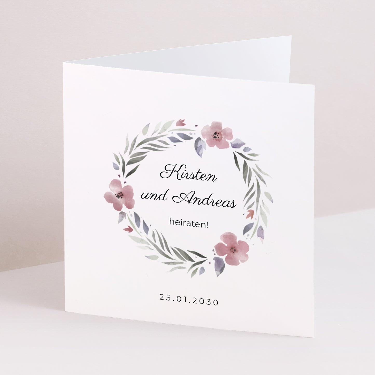 Einladungskarte Hochzeit Doppelflügelfenster Romantische Blumen foto N° 1