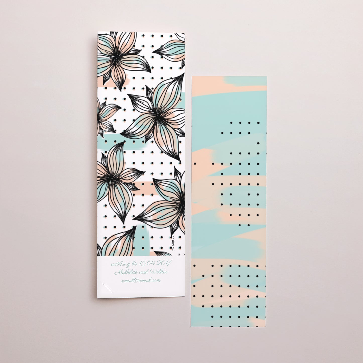 Hochzeitseinladung Fotoautomaten Lesezeichen Blumen Motive Spaß foto N° 3