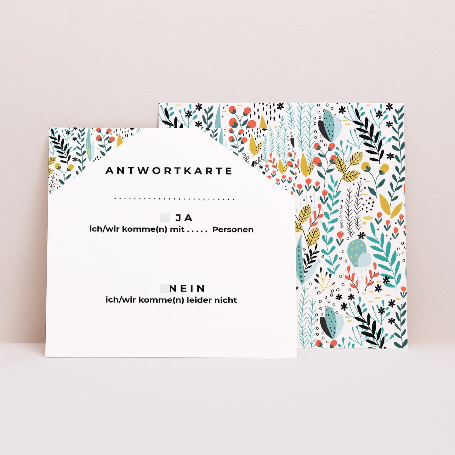 Antwortkarte Hochzeit Quadrat Wilde Wiese foto N° 1
