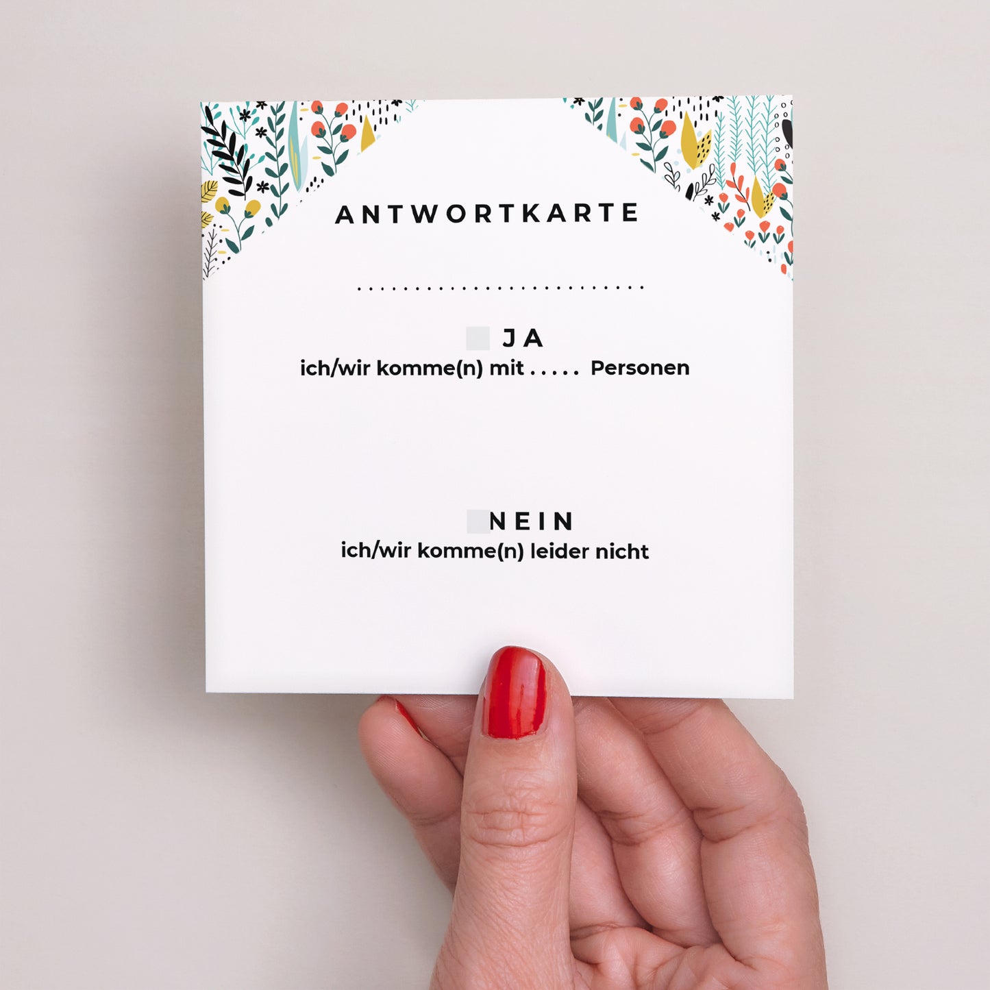 Antwortkarte Hochzeit Quadrat Wilde Wiese foto N° 2