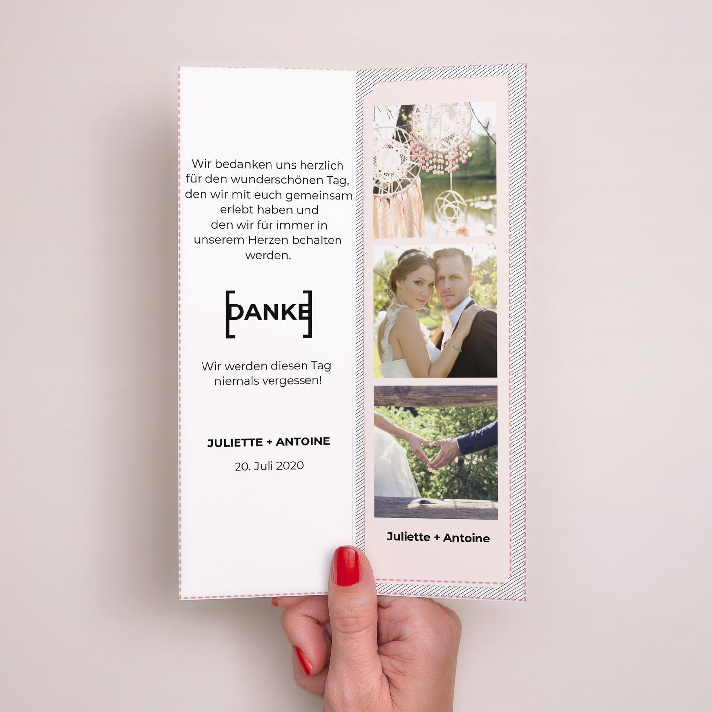 Dankeskarte Hochzeit Fotoautomaten Lesezeichen Kubistischer Stil foto N° 2