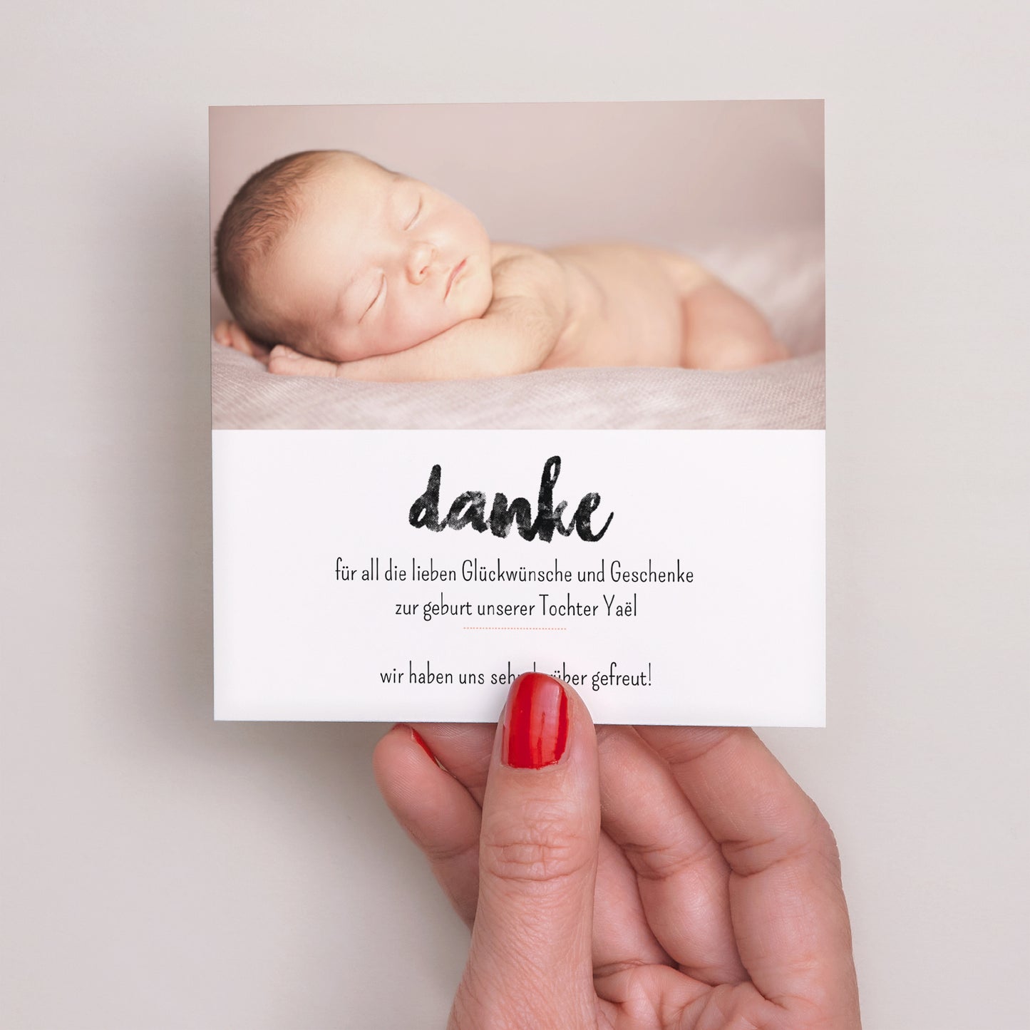 Dankeskarte Geburt Quadrat Sweet Origami foto N° 3