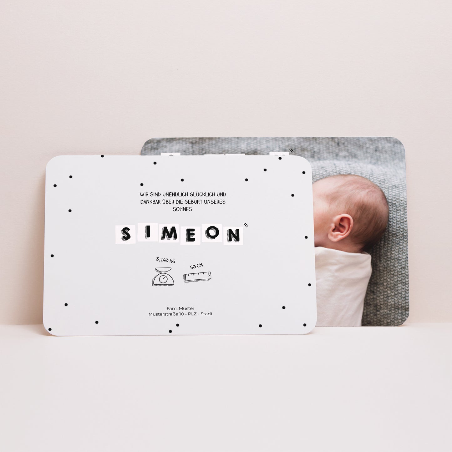 Geburtskarten Landschaft, abgerundete Ränder Briefe von Baby foto N° 3