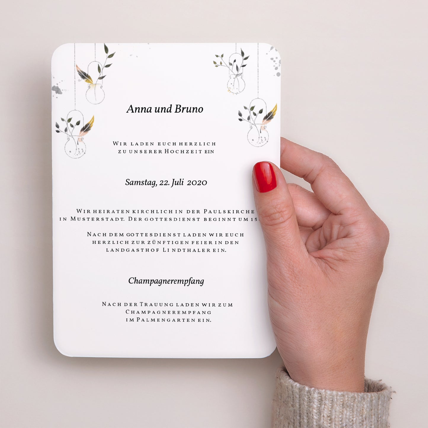 Hochzeitseinladung Porträt, abgerundete Kanten Traumfänger foto N° 3