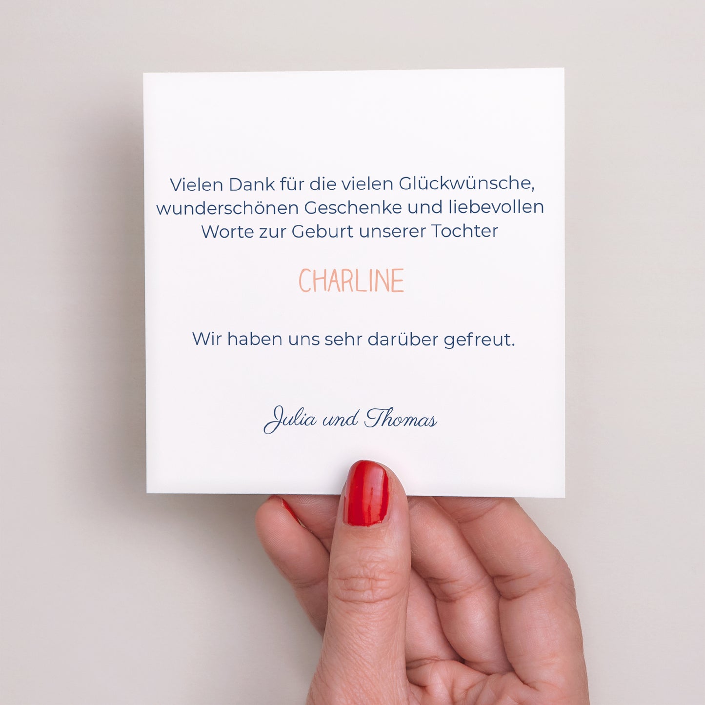 Dankeskarte Geburt Quadrat Süßwasserseemann foto N° 3