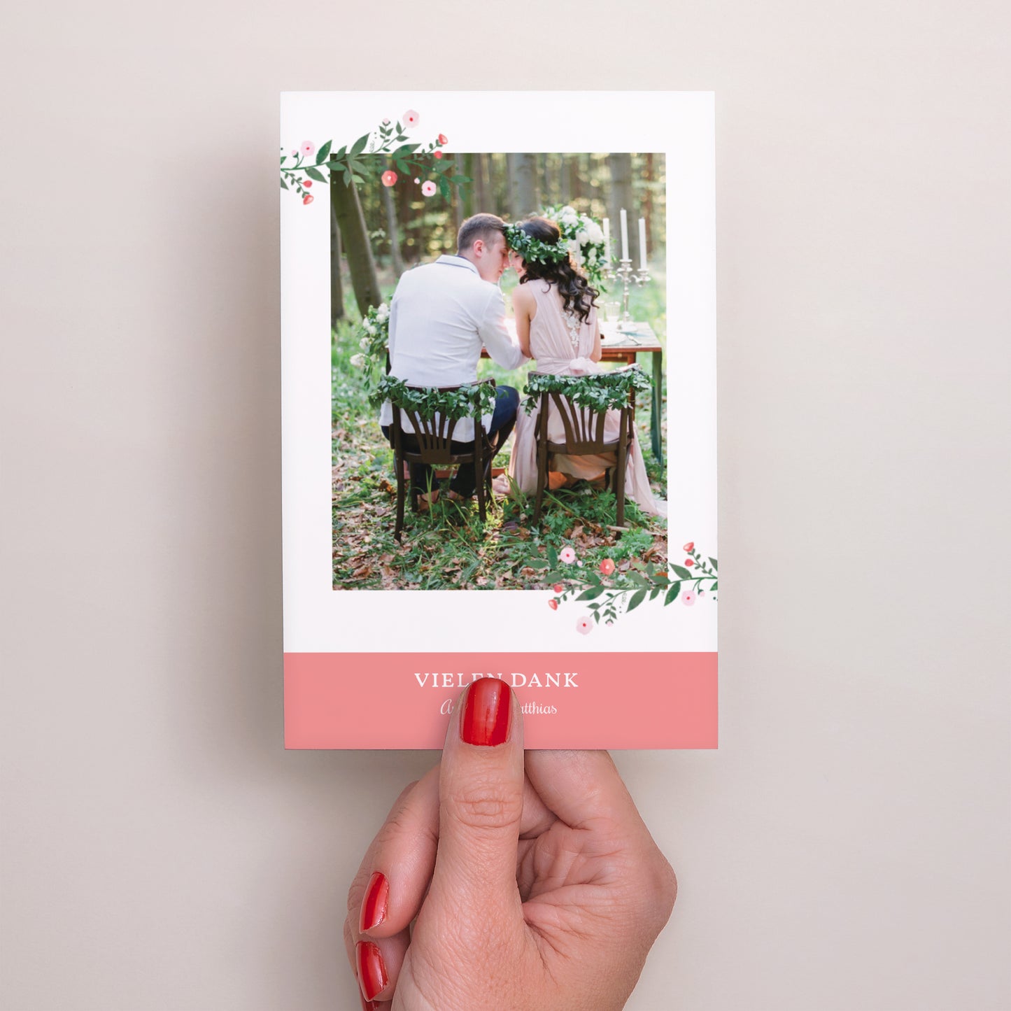 Dankeskarte Hochzeit PortraitPorträt Sommerblumen II foto N° 2