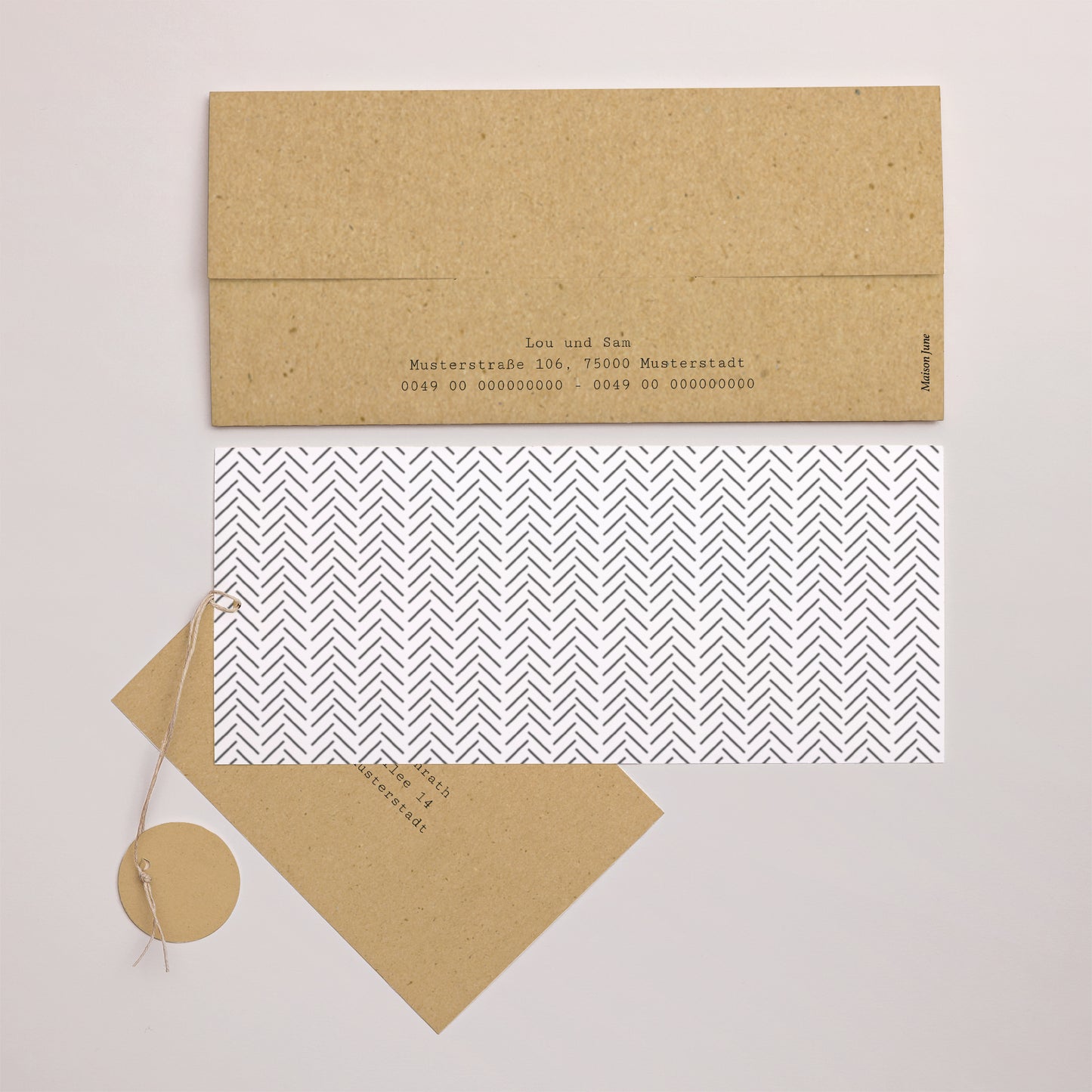 Hochzeitseinladung Mappe 2 Karten, Etikett Traits & Kraft foto N° 4