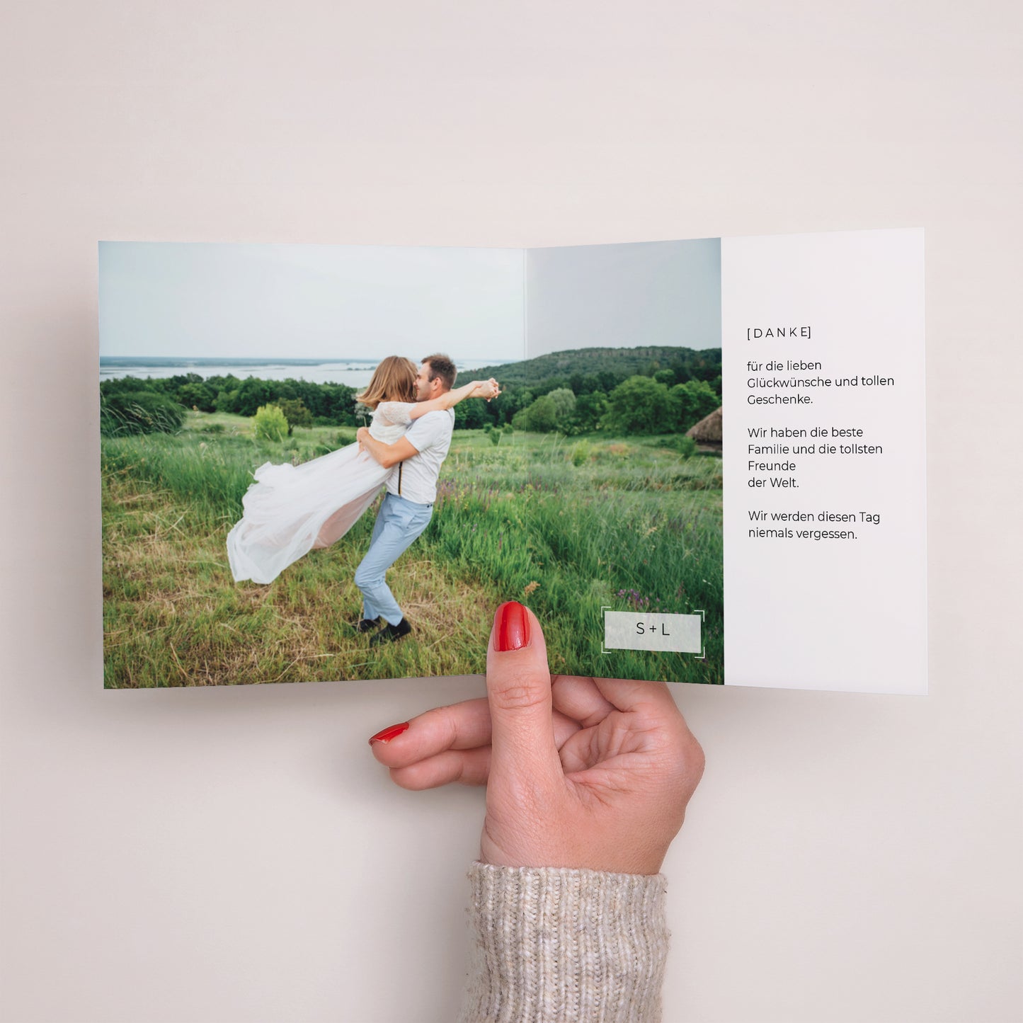 Dankeskarte Hochzeit Doppelflügiges Quadrat So nett foto N° 2