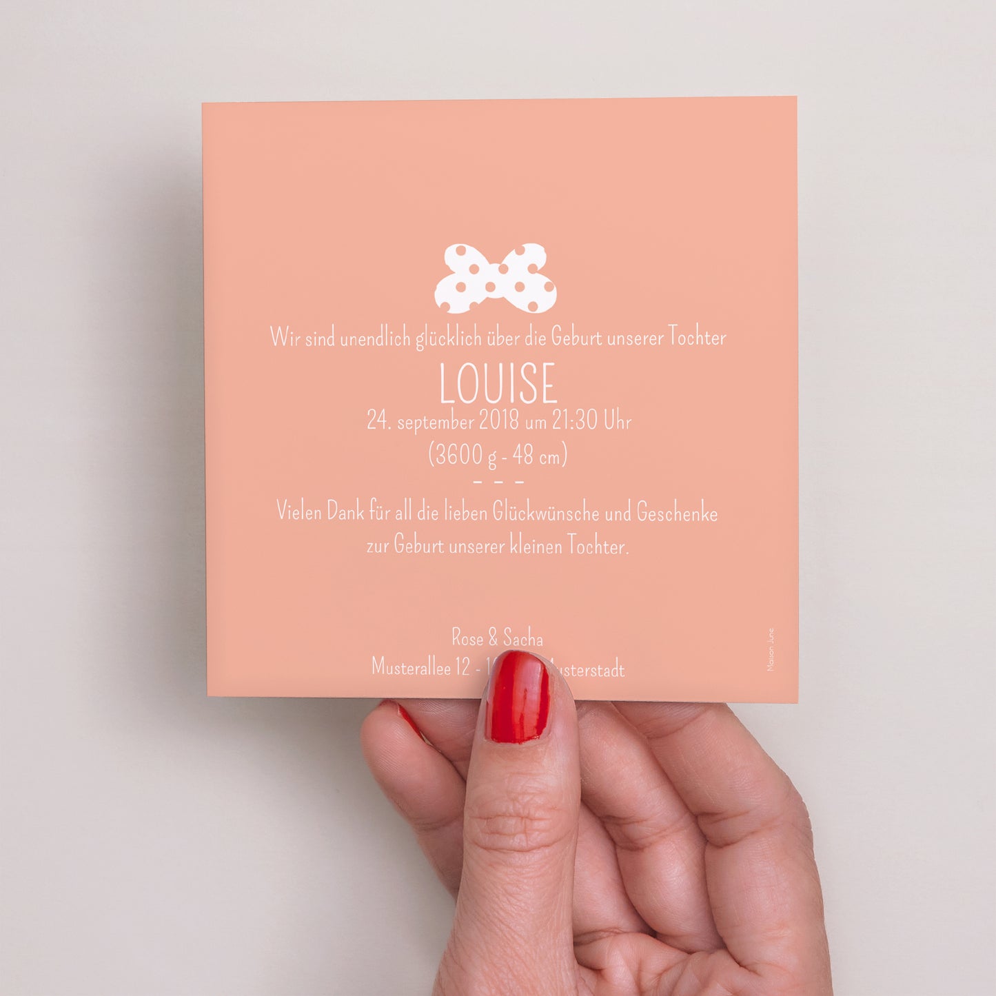 Geburtskarte Quadrat Polaroid Mädchen foto N° 3