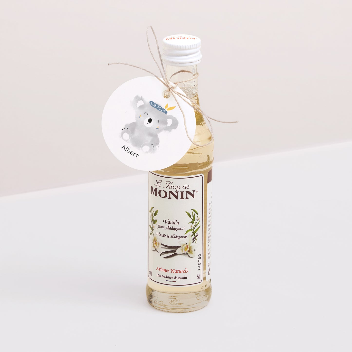 Vorgelochtes Etikett Geburt Runde Blauer Koala foto N° 3