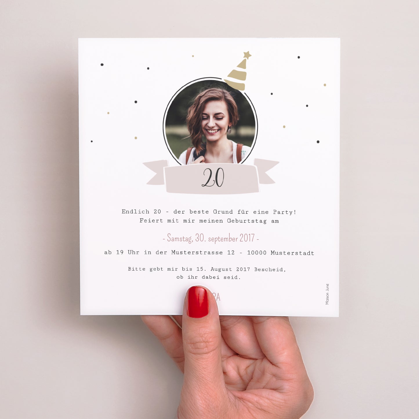 Einladungskarte Geburtstag Quadrat Tag des Ruhms foto N° 3