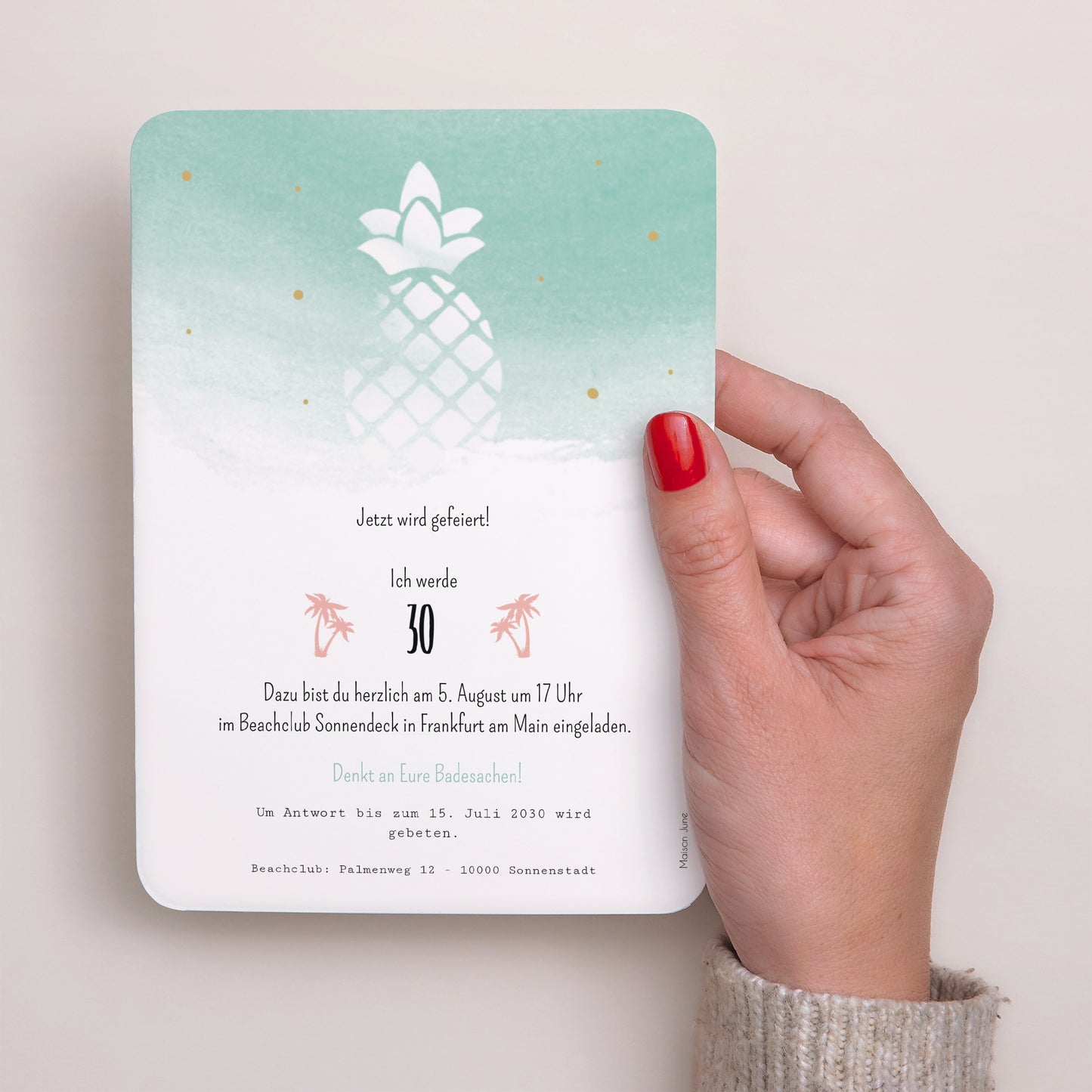 Einladungskarte Geburtstag Porträt, abgerundete Kanten Sommerfest foto N° 3