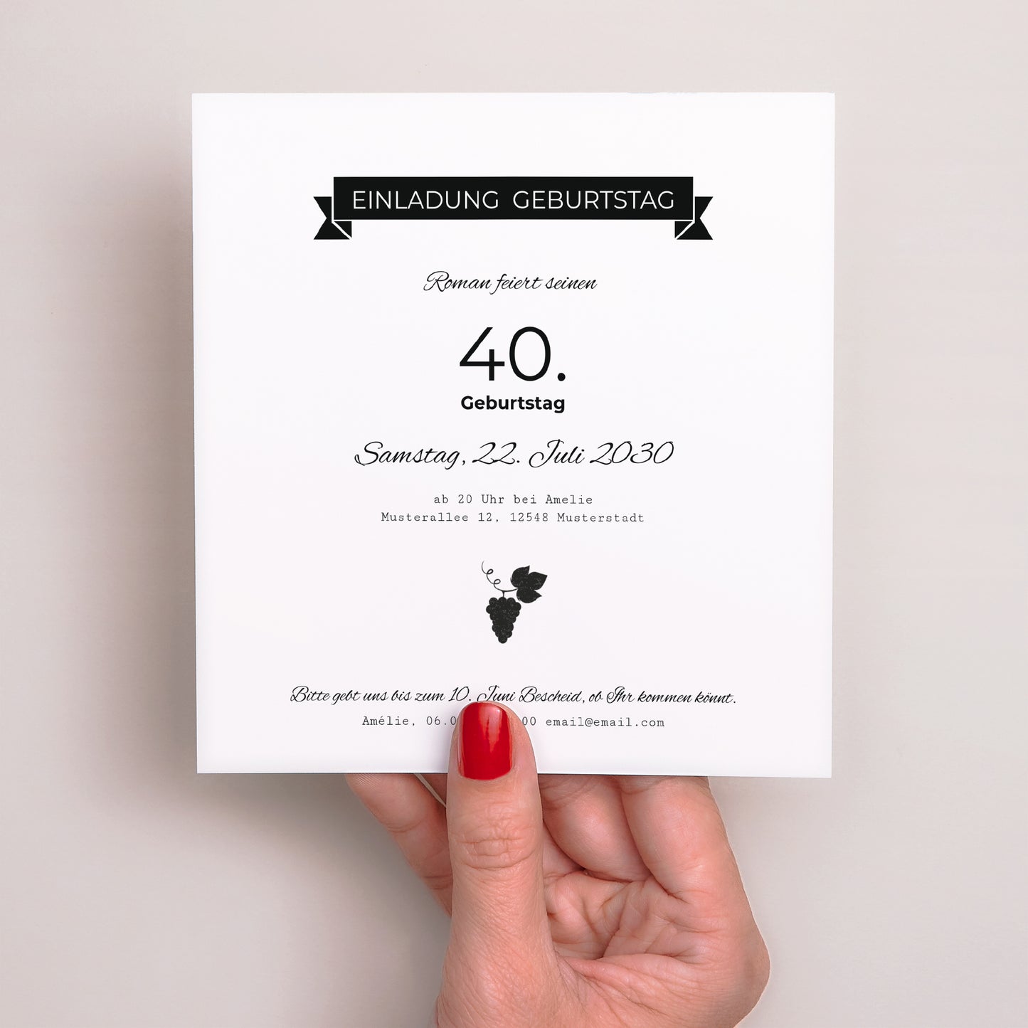 Einladungskarte Geburtstag Quadrat Jahrgang foto N° 3