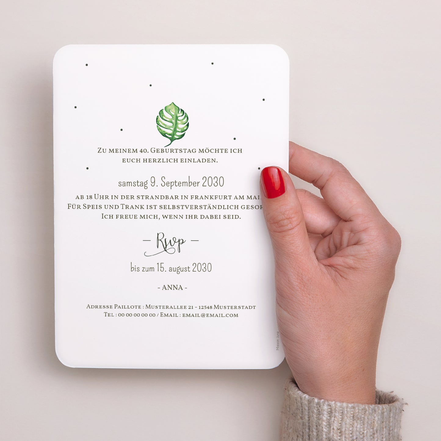 Einladungskarte Geburtstag Porträt, abgerundete Kanten Paradiesische Inseln foto N° 3