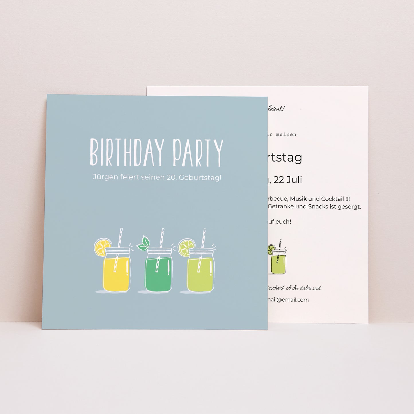 Beilegekarte Geburtstag Erwachsener Quadrat Limonadenparty foto N° 1
