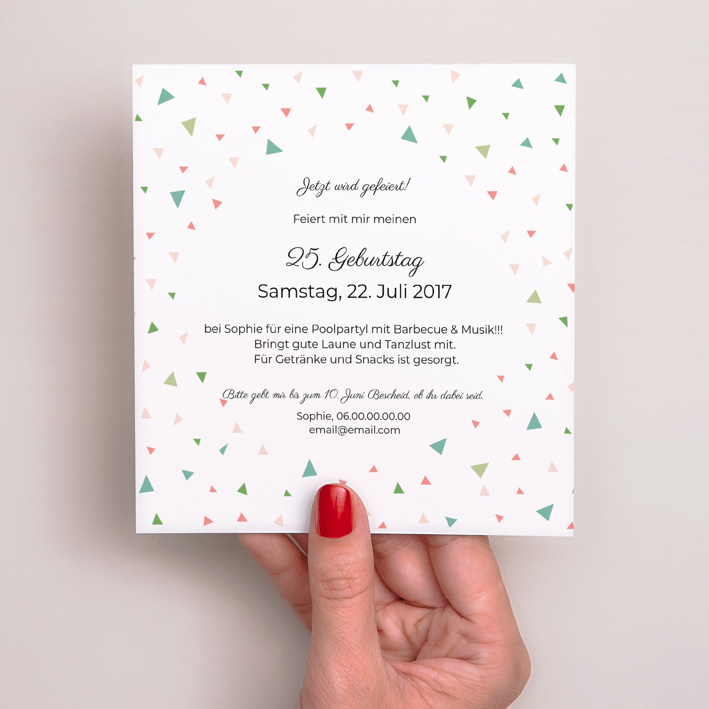 Einladungskarte Geburtstag Quadrat 25 Jahre in Feierlaune foto N° 3