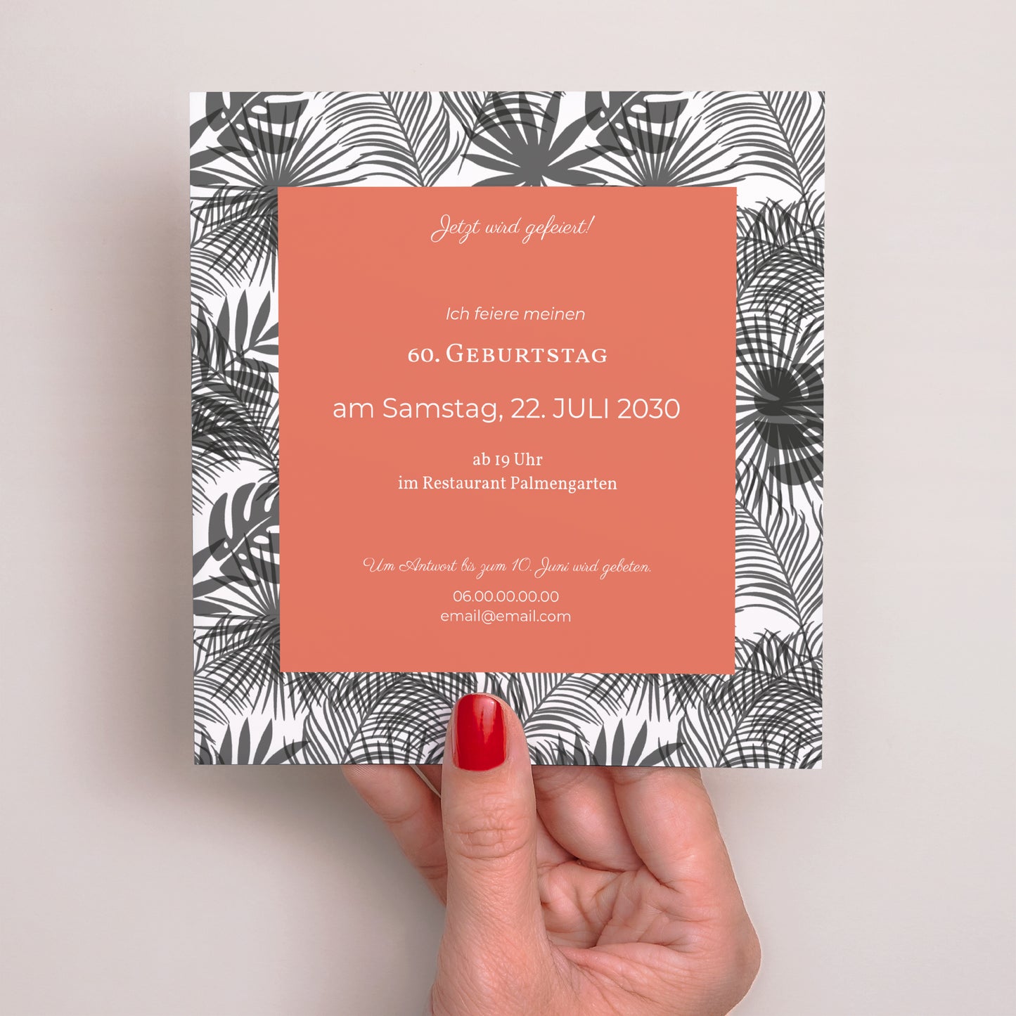 Einladungskarte Geburtstag Quadrat Tropisches Klima foto N° 3