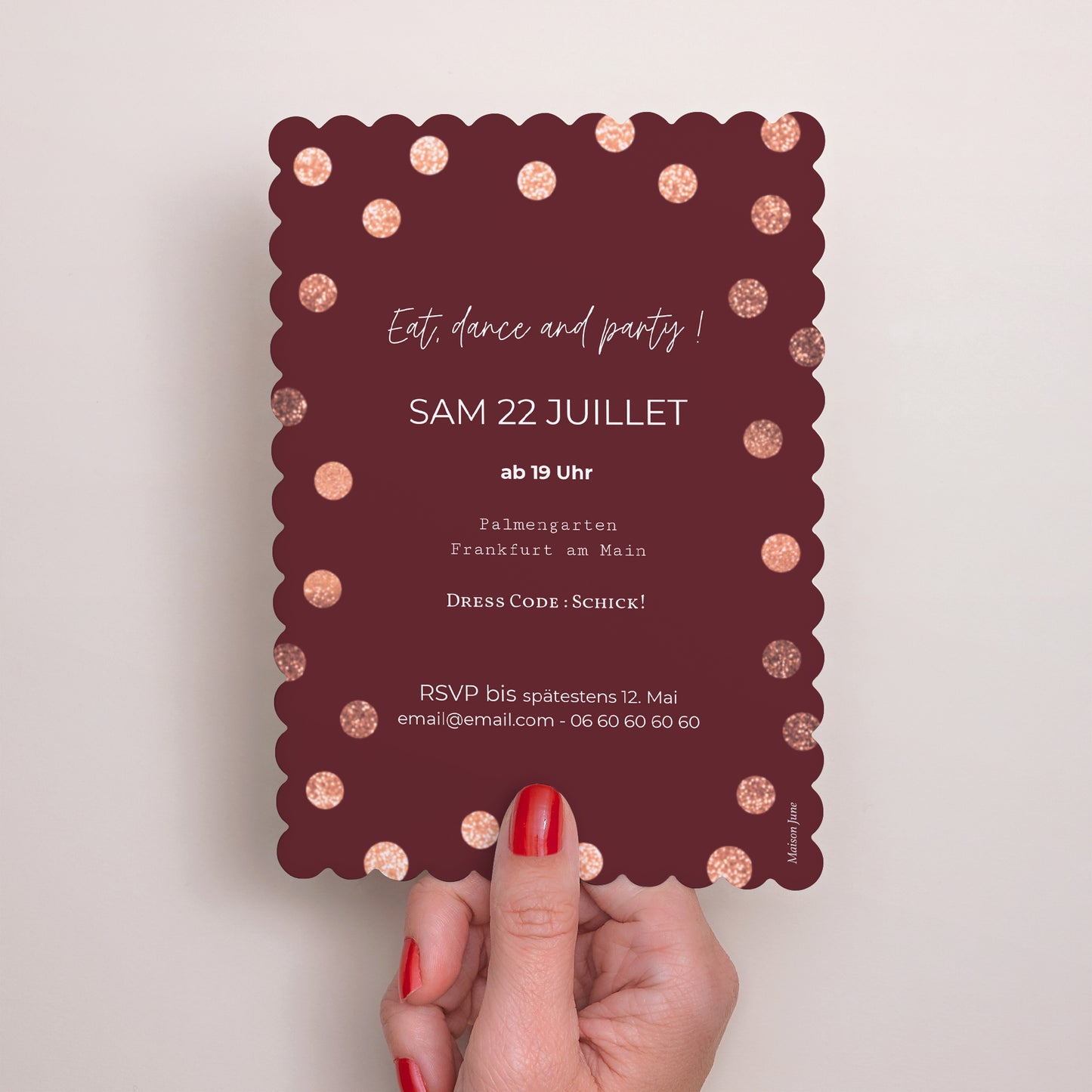 Einladungskarte Geburtstag Porträt, Keksränder Glitzereffekt foto N° 3