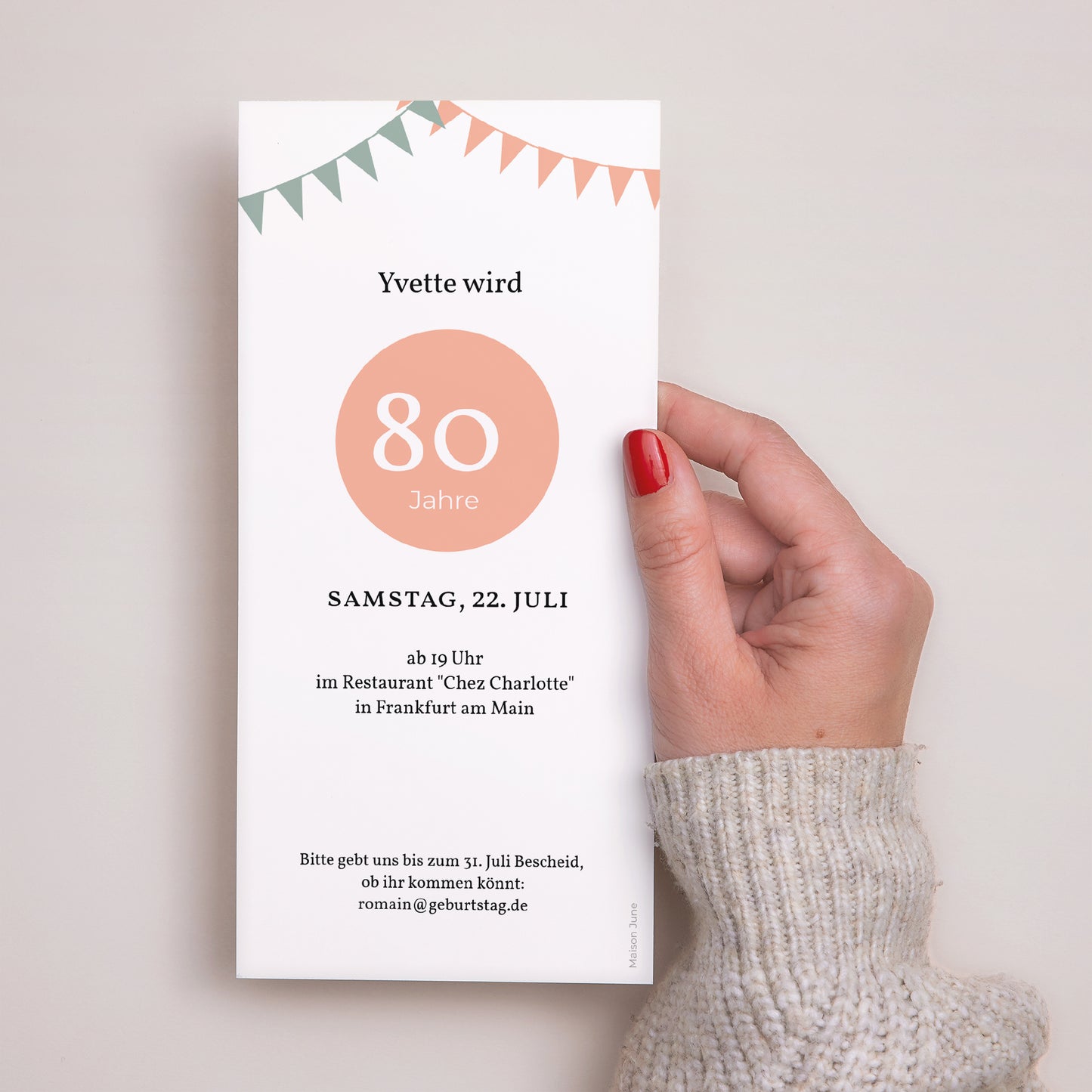 Einladungskarte Geburtstag Panoramatisches Porträt Achtzig Jahre foto N° 3