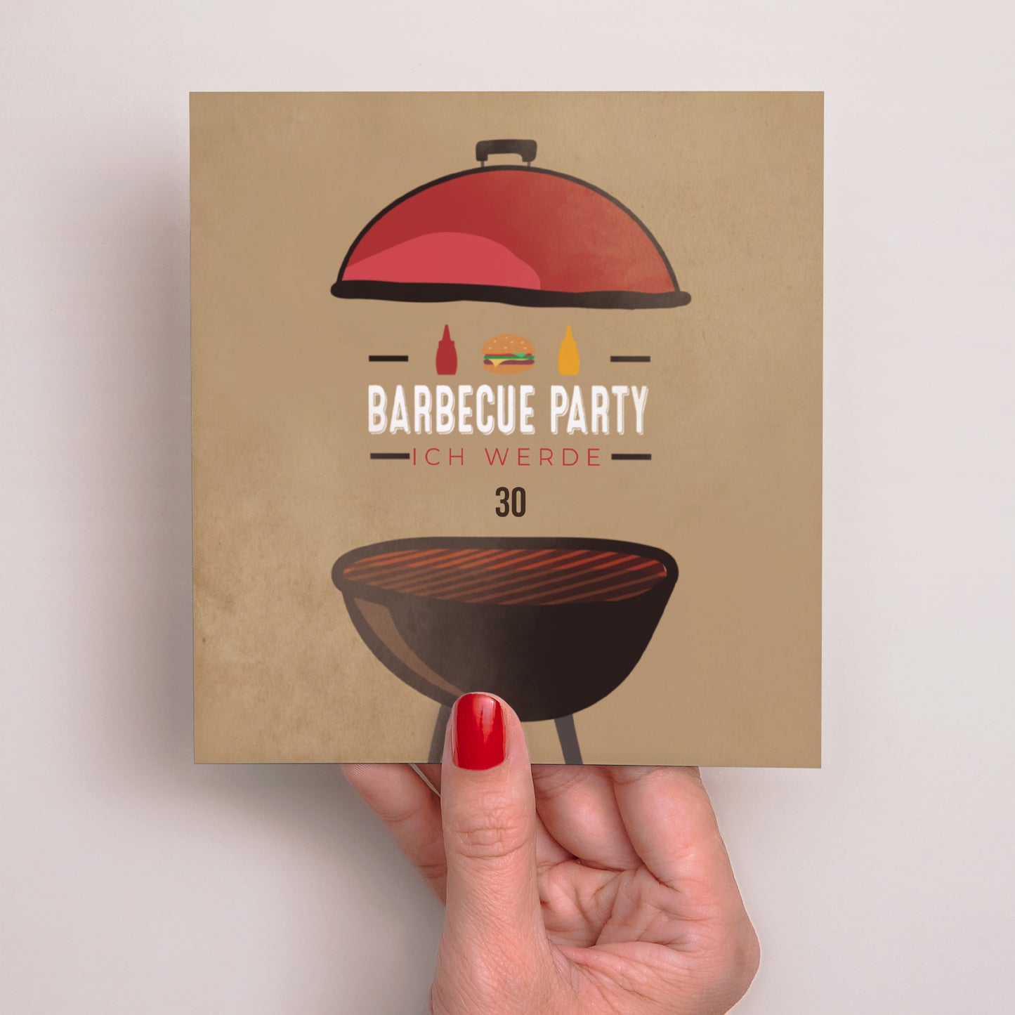 Beilegekarte Geburtstag Erwachsener Quadrat Grillparty foto N° 2