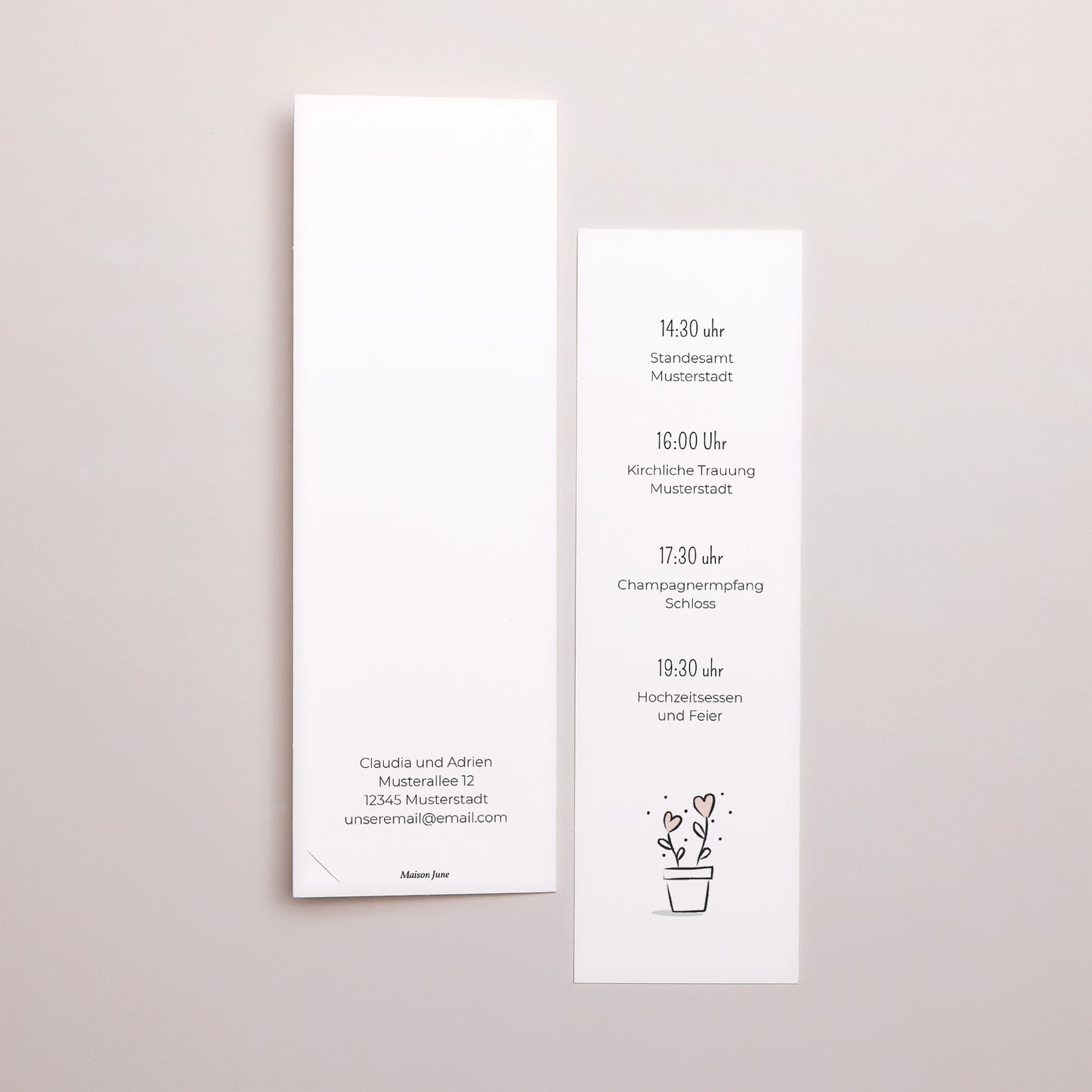 Hochzeitseinladung Fotoautomaten Lesezeichen 2 Herzen foto N° 3