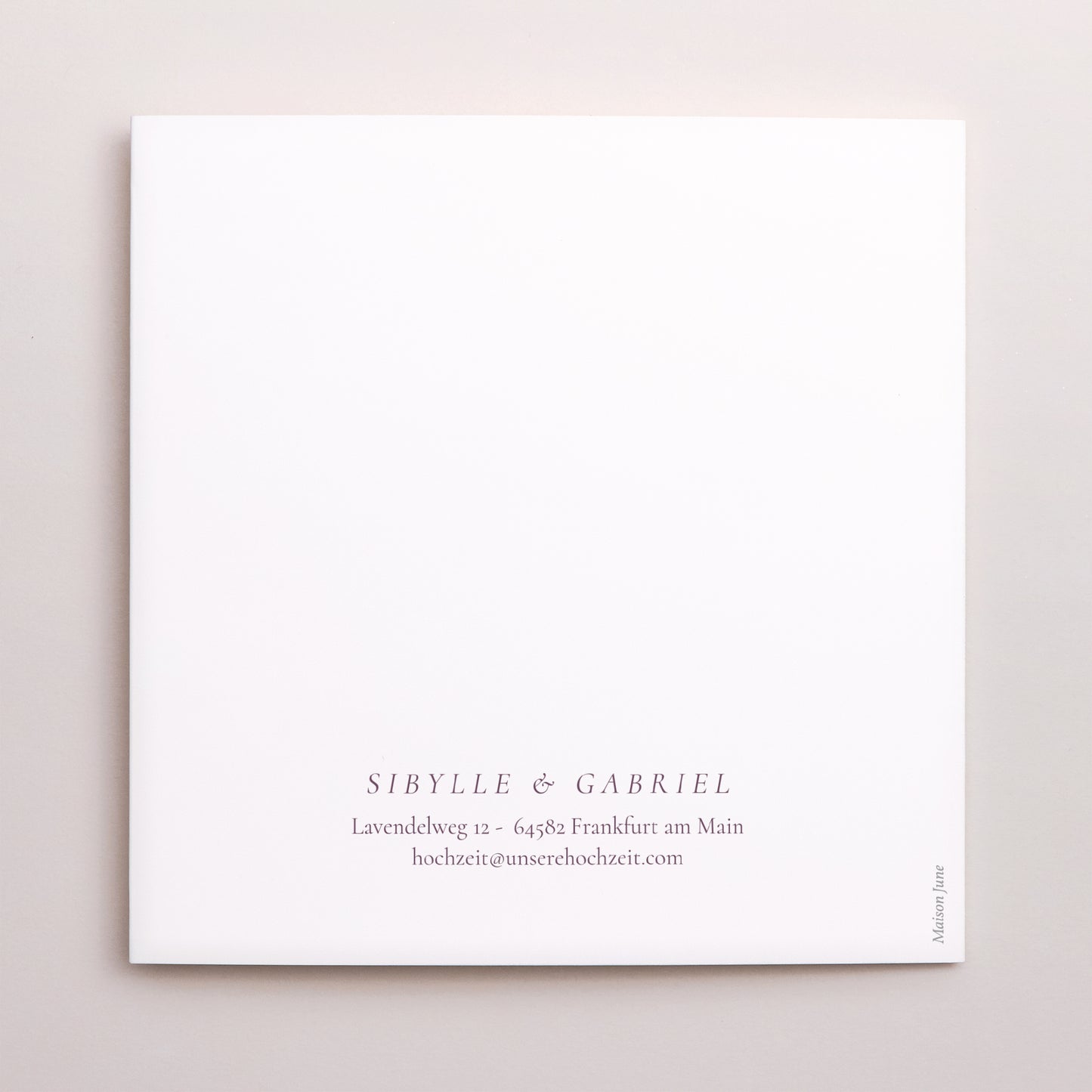 Hochzeitseinladung Doppelflügiges Quadrat Lavendelstrauß foto N° 3